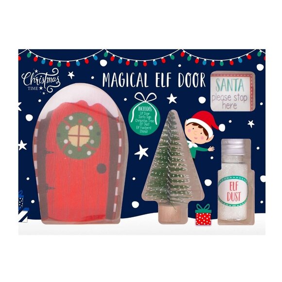 Magical Elf Door Christmas Gift Set Elf Door Set Santa Sign Tree Kids - Picture 4 of 6